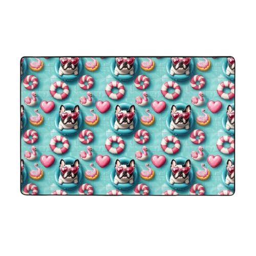 Tapis antidérapant lavable bouledogue français pour salon et chambre - 8