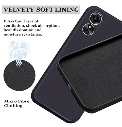 Image of A rtistque Liquid Silicone Back Cover Case for Oppo A17 / Oppo A17k Shockproof TPU Soft Flexible with Camera Protection - Black