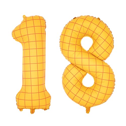 Image of 40 inch Large Number Balloon 18 Toy Inspired Story Yellow Birthday Balloon | Western Rodeo Party Supplies Boy Girl Story Anniversary Kids Birthday Party Cowboy Farm Themed Baby Welcome Decorations