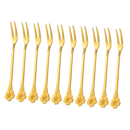 ELAYARD 10 pezzi Forchettine da Dessert in Acciaio Inossidabile Forchette da Frutta Resistenti e Festa Design Fiore per Snack Insalate e Dolci