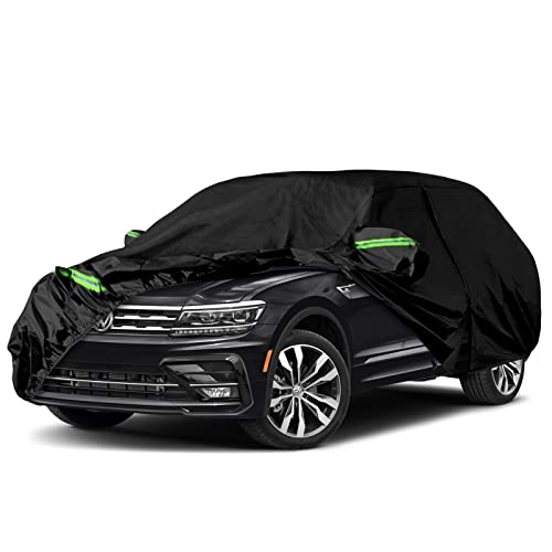 Image of Waterproof Car Covers Replace for 2017-2025 VW Tiguan LWB, 6 Layers All Weather Custom-fit Car Cover with Zipper Door & Windproof Bands for Snow Rain Dust Hail Protection (Tiguan LWB)