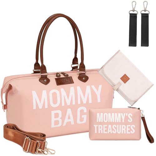 Image of DOFASAYI Tote Diaper Bag for women, Diaper Bag Tote with Changing Pad,Mommy Bag for Hospital, Large Travel Tote Bag for Boys, Girls, Pink