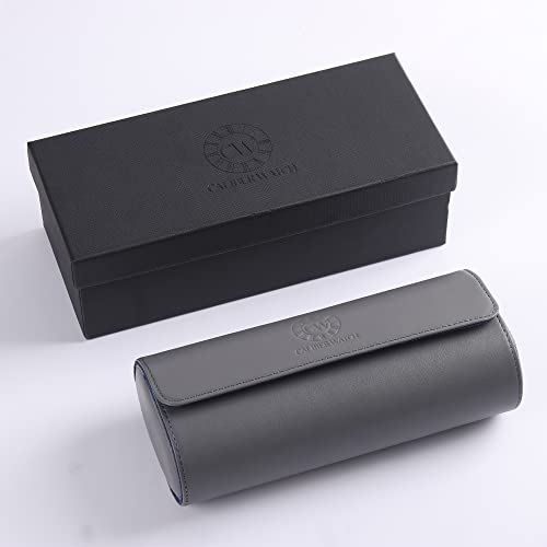 Image of Genuine Napa Leather Watch Roll Travel Case for 3 Watches - Travel Watch Rolls and Leather Watch Display Cases with Velvet Interior - Watch Storage Organizer Men's