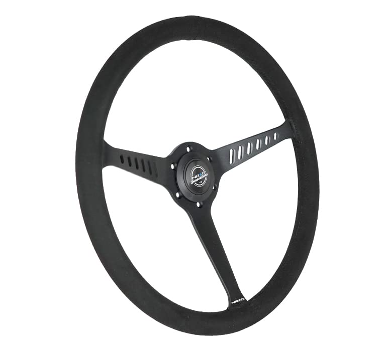 NRG Innovations NRG-RST-380-STL-SA Reinforced Classic Stealth Wheel, 380mm, 3 Spoke Center with Diagnal Slits, 1
