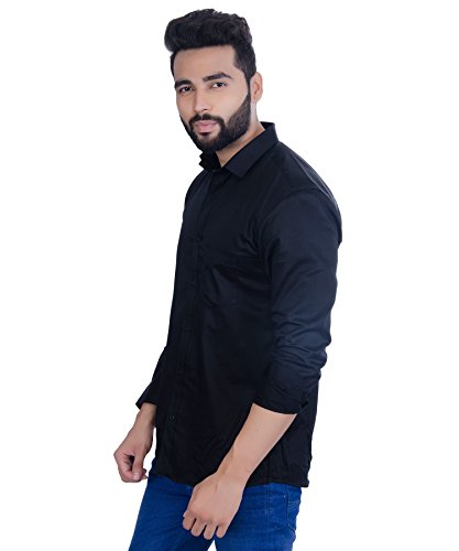 Image of Fifth Anfold Men's Pure Cotton Solid Color Mandarin Collar Full Sleeve Casual Wear Shirt, Office Wear for Men