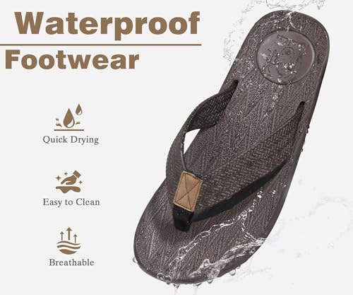 Image of KuaiLu Mens Flip Flops Arch Support Comfortable Summer Beach Thong Sandals Yoga Foam Cushion Slip on Slippers