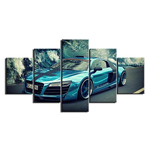 Poster classique rétro super voiture de sport en 5 parties salon 150x80cm