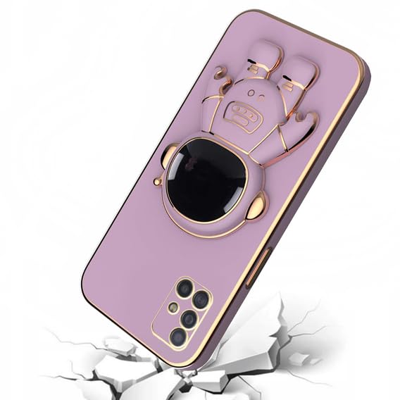 Image of for Samsung Galaxy A71 Case Cute 3D Astronaut Stand Design Camera Protection Shockproof Soft Back Cover for Samsung Galaxy A71 (Purple)