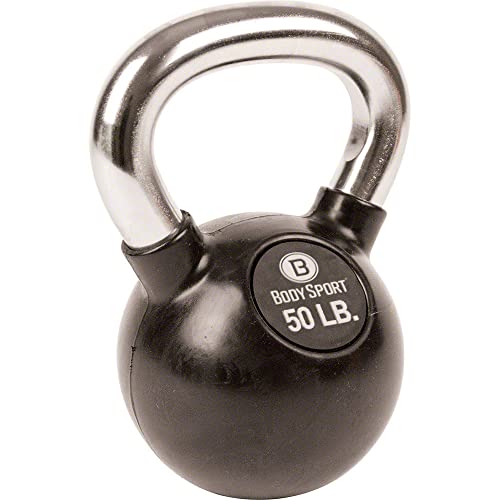 Body Sport 50-Pound Rubber Steel Kettlebell #TOP13