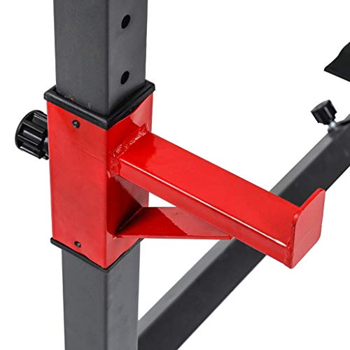 Qazqa Barbell Power Rack Stand- Adjustable Squat Rack Stand with Shelf for Weights-Free Bench Press for Bodybuilding- Capacity up to 441lbs