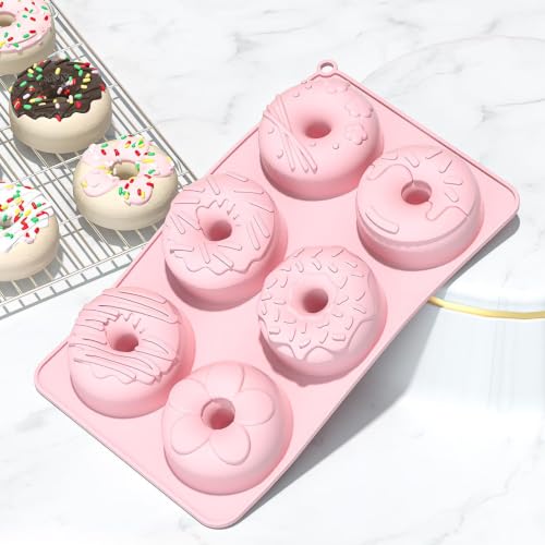 Molde de silicona para donuts antiadherente con 6 cavidades para horno 3