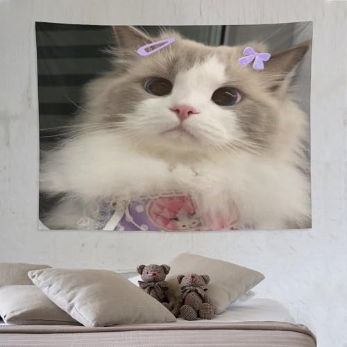 Tapisserie chat 3D PAZZK 150x200cm tenture murale pour chambre