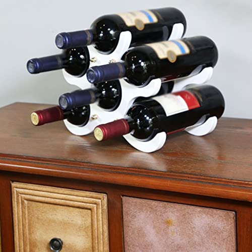 Soporte rústico para 6 botellas de vino blanco de madera miniatura 5