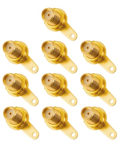 Vecys 10 PCS SMA Female Connectors SMA Coaxial Panel Mount Connector with Bulkhead Nut and Solder Cup Terminal - Image 4