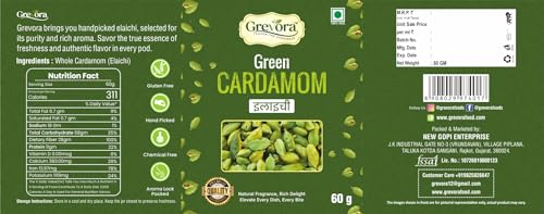 Image of Grevora Premium Kerala Idukki Green Cardamom (Elaichi) 120g | Large 8+ mm Bold Pods | Handpicked, Naturally Aromatic & Premium Quality Spice | Fresh Whole Elaichi for Tea, Sweets, Desserts & Indian Cooking