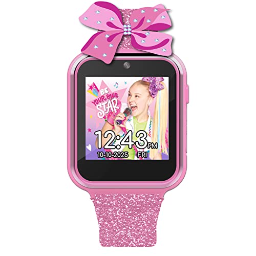 Accutime JoJo Siwa Glitter Kids Smart Watch - Interactive Touchscreen with Games, Camera, Step Counter, Timer, Voice Recorder, and Glittery Silicone Strap - Fits Wrists 5.5" to 8.0"2