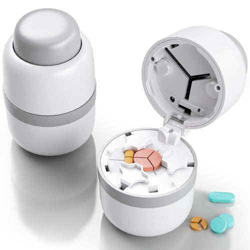Pill Cutter - Pill Splitter for Small Pills with Stainless Steel Blade in one Third/Fourth, Suitable for Cuting Vitamins, Tablets (1-3 Grey New)