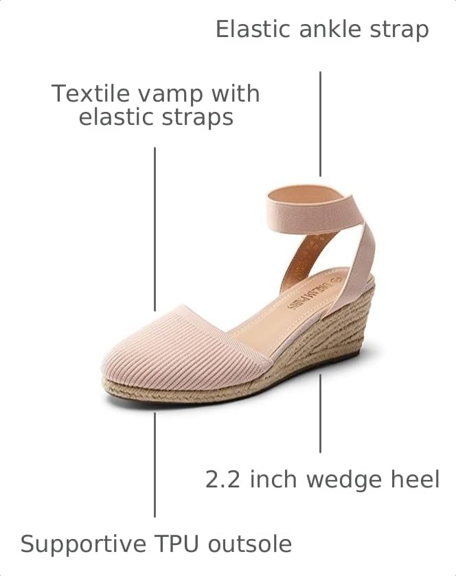 Image of DREAM PAIRS Women's Ankle Strap Wedge Sandals | Espadrilles Sandals, Elastic Ankle Strap, Cushioned Comfort for Summer Outfit, Fashion Dressy Shoes