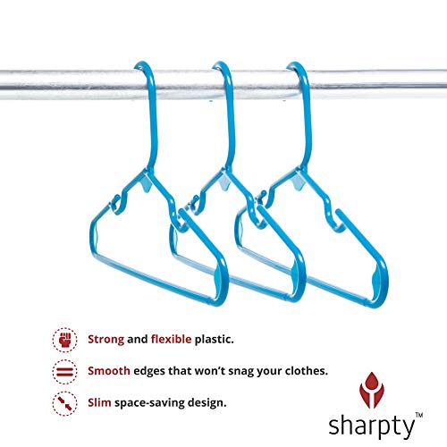 Sharpty Kids Plastic Hangers, Children's Hangers For Baby, Toddler, And Child Clothes - Everyday Standard Use - Ideal For Boys And Girls Closet, Clothing, Pants, Coats, And More - Blue, 20 Pack #TOP1