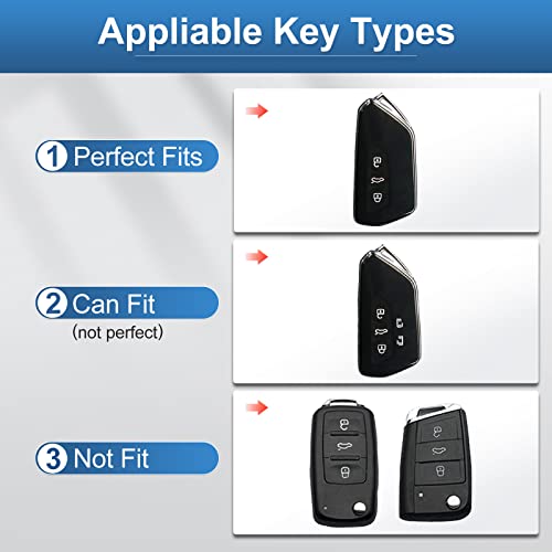 YO&YOYE Compatible withVW Volkswagen Key Fob Cover with Keychain Leather Key Protector