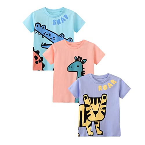 Image of Toddler Boys' Short Sleeve Tees Cotton Casual Graphic Crewneck Summer Top Clothes T-Shirts
