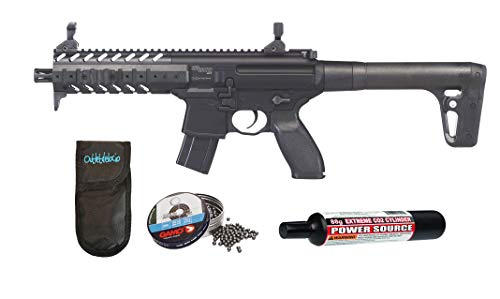 Subfusil Perdigón Sig Sauer MPX ASP co2, escopeta balines 4,5mm. + balines + bombona co2 + Funda. 38123/27253/23054