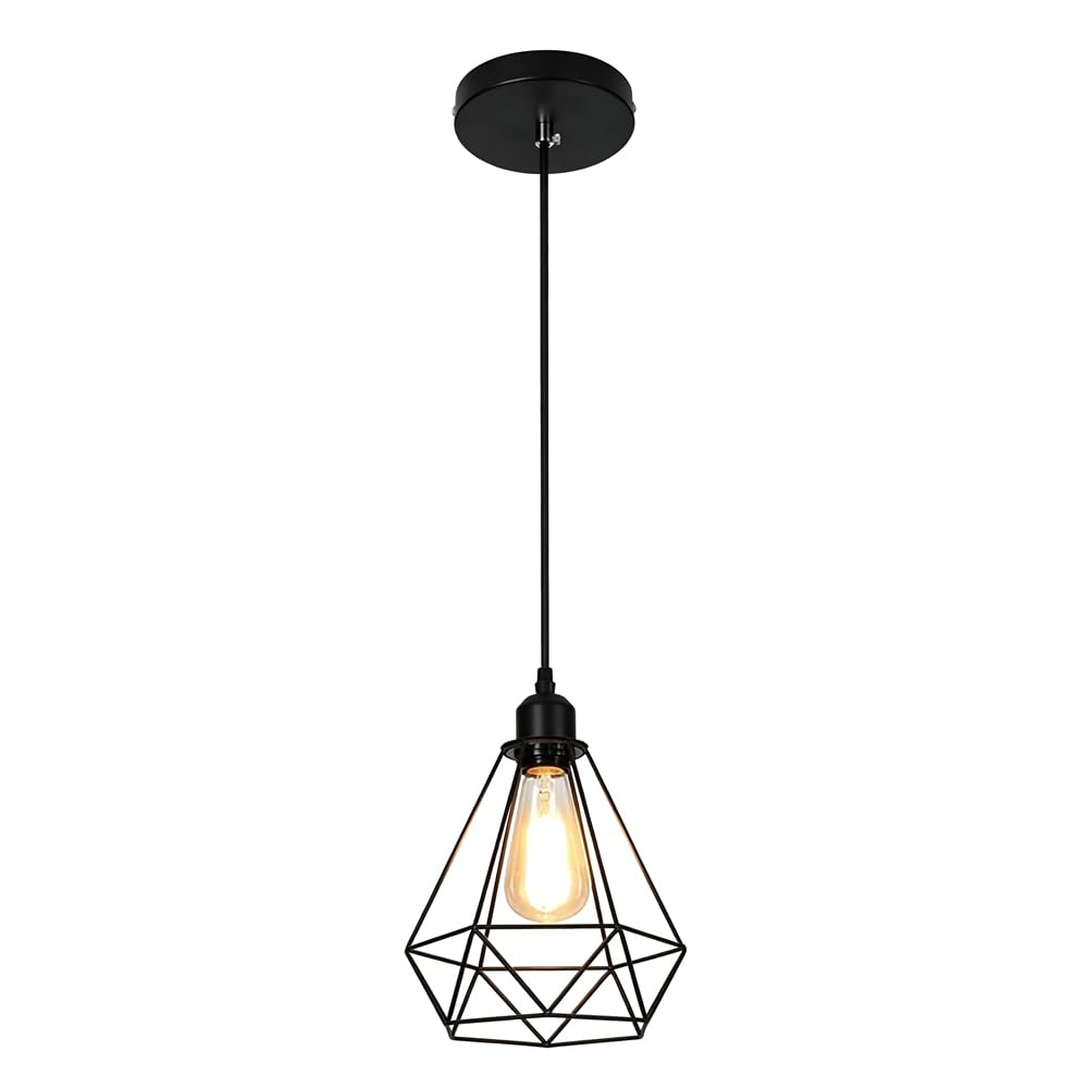 Guoguosm Multicolor E27 Base Single-Head Pendant Light, Industrial Style Wrought Iron Chandelier Lampshade, Ceiling Hanging Lamp, Restaurant Bar Corridor Decoration Lighting Fixtures