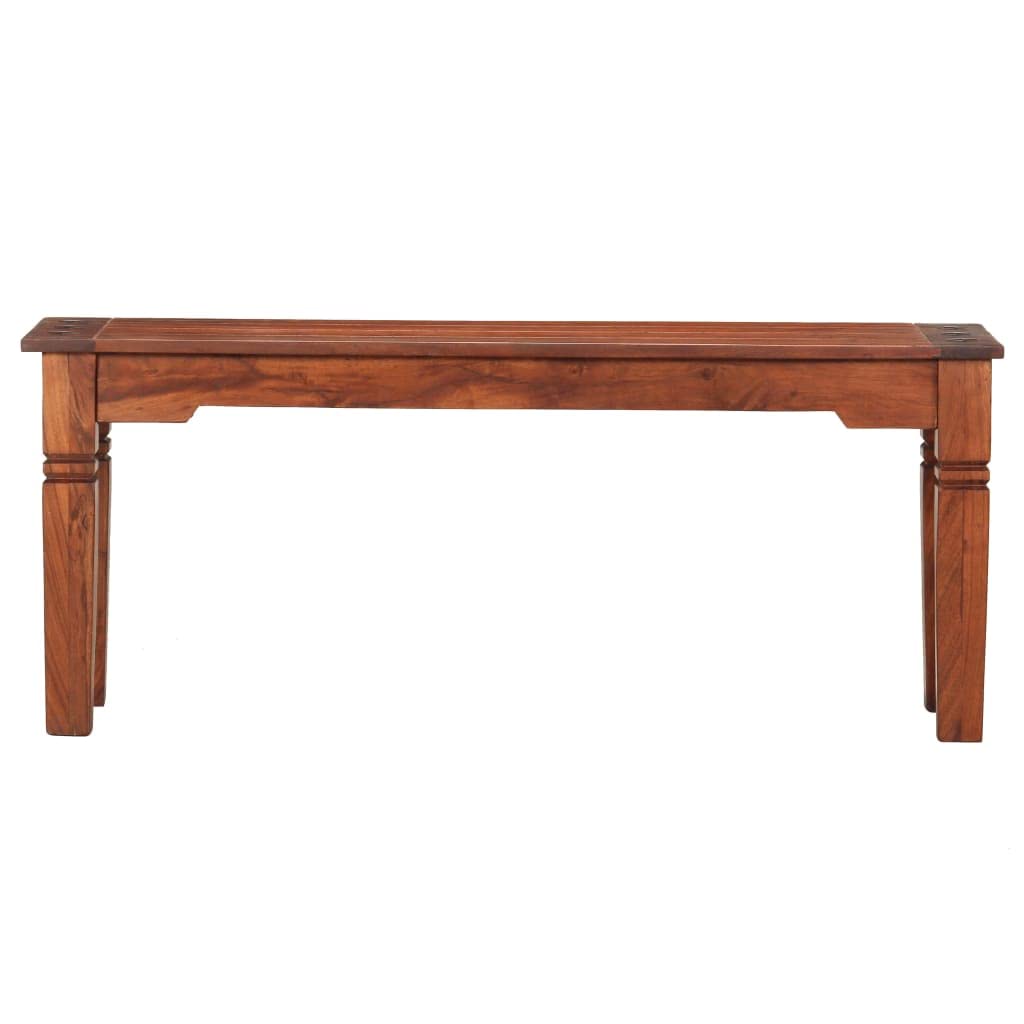 Banco de madera maciza de acacia de 110 cm, banco de comedor rústico con acabado de nogal, banco de madera resistente para pasillo o sala de estar