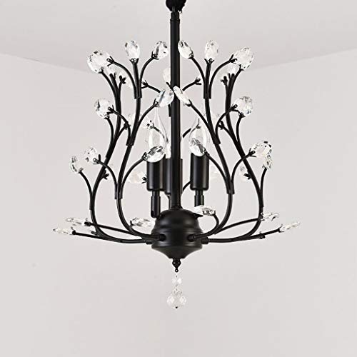 Lustre en cristal de plafond moderne noir pour éclairage intérieur de chambre et bureau contemporain