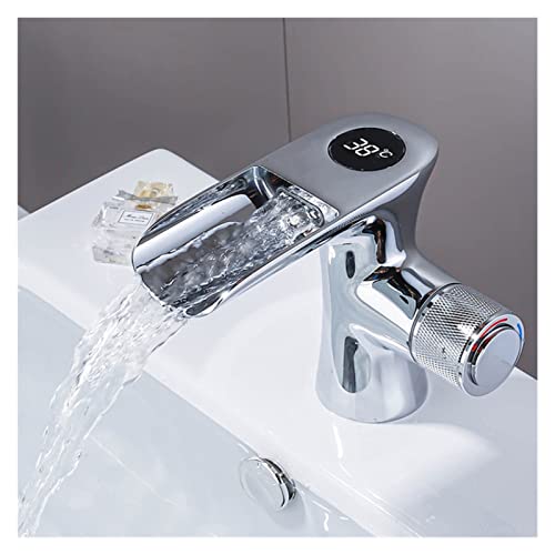 Mélangeur évier cascade noir avec indicateur de température de lavabo - 5