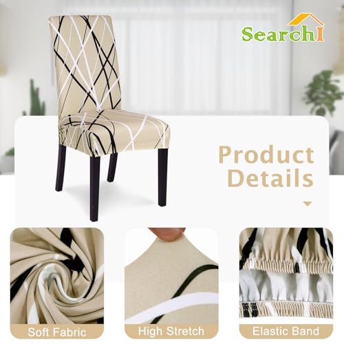 Image of SearchI Dining Room Chair Covers Slipcovers Set of 6, Spandex Super Fit Stretch Removable Washable Kitchen Parsons Chair Covers Protector for Dining Room,Hotel,Ceremony(Flower Pattern6)