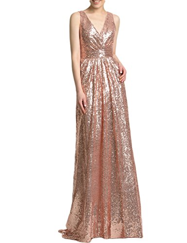 PromCC Women's Long Sequins Mermaid Evening Dress Formal Gowns Rose Gold 22W
