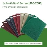 10 Sztuk Padsy Szlifierskie Z Filcu 150x230mm Zestaw, Ziarno 3000/1500/1000/800/600 Włóknina Ścierna Papiery Ścierne Do Polerowania Metalu Drewna Stali Nierdzewnej Czyszczenia