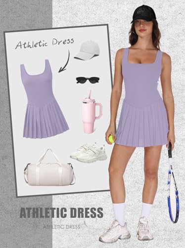 Image of NIASHOT Athletic Dress for Women with Shorts Sleeveless Womens Golf Dress