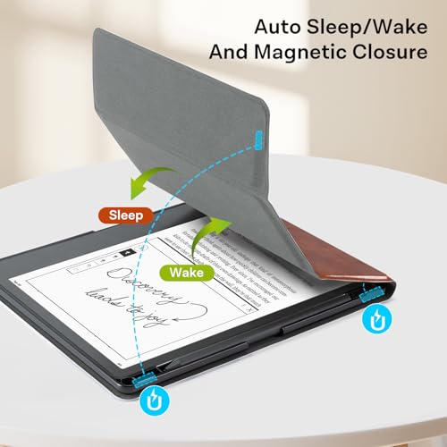 Image of CoBak Case for E-Reader - All New PU Leather Cover with Auto Sleep Wake Feature for E-Reader 10.2 inch 2022 & 2024 Released with Pen Holder (not Compatible with Remarkable),Dark Brown