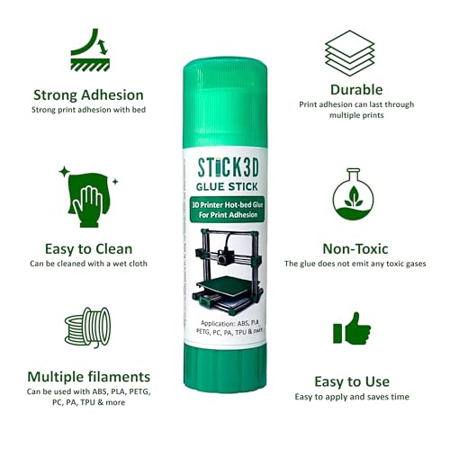 Image of STICK3D - 3D Printer Glue Stick | Hot Bed Glue | FDM Printer Bed Glue | For Filaments ABS, PLA, PETG, PC, PA, TPU & more | BUY 3 GET 1 FREE COMBO | Pack of 4 PVP Glue Sticks | (4 X 36 Grams)