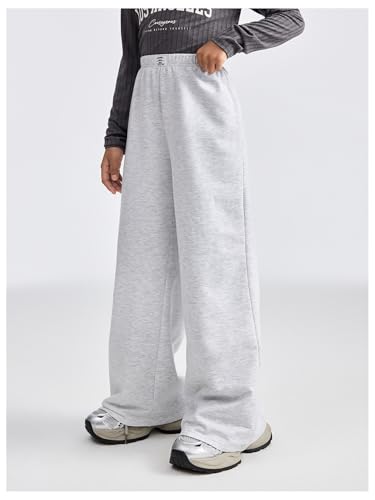 SweatyRocks Girl's Elastic Waist Wide Leg Sweatpants Letter Patched Workout Long Pants3
