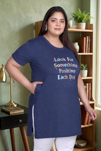 Image of In Love Women's Plus Size Printed Cotton Long-Line T-Shirt with Pocket