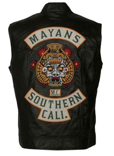 Men's Black Faux Leather Biker Vest - Biker Vest Mens