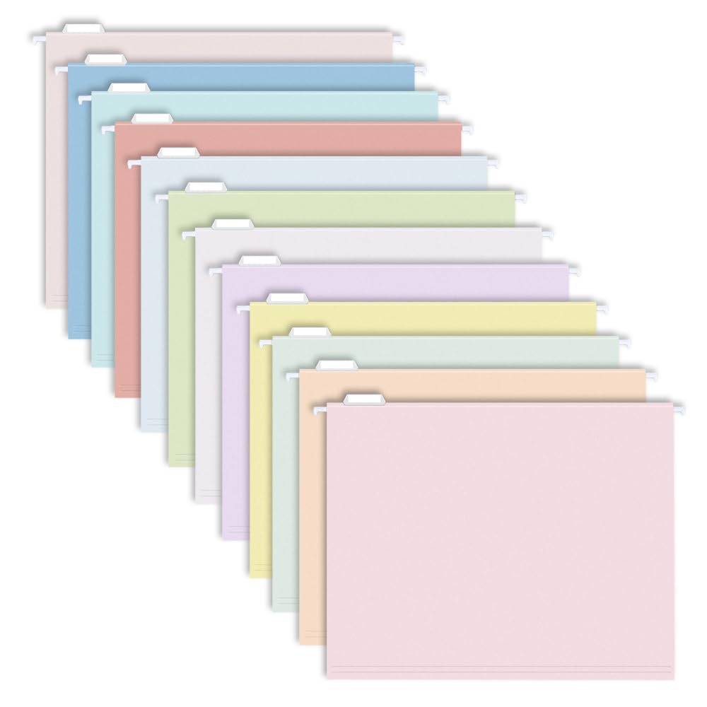 25pcs MagDurnus Hanging File Folders, Pastel Color Design,Letter Size with 1/5 Adjustable Cut Tabs, Assorted 12 Styles,Decorative,Drawer,Desk and Cabinet Use