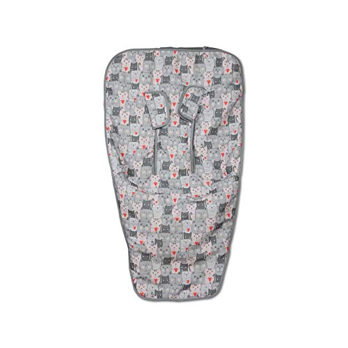 Funda Sila Bebé Universal + Cubre Arnés, Hipotérmica, Transpirable, Hipoalergénica e Hipersuave, Tejido trasero 3D, Solapa Engomada Superior (Gatitos)