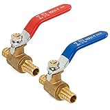 Hourleey 2 Pieces 1/2 Inch Pex Brass Full Port Shut Off Ball Valve HOT AND COLD, Quarter Turn HOT...