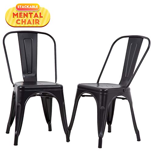 Metal Dining Chairs Set of 2 Patio Chair Indoor Outdoor Chairs Kitchen Metal