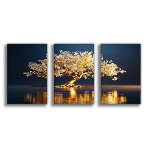 Poster arbre de vie doré sur toile 50 x 75 cm pour sublimer votre foyer