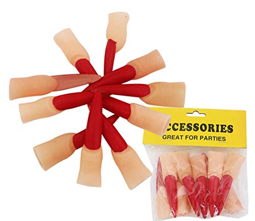LIMITADA 20 Pcs Doigt de Sorcière 2 Nez de Sorcière, Doigts de Sorcière Halloween Faux Ongle de Sorcière Noir/Rouge Doigt de Sorcière Effrayant Faux Doigt Halloween pour Costume Halloween Cosplay