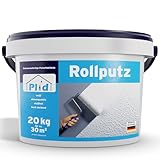 Plid® Rollputz innen & aussen fein Weiß matt [20kg] - atmungsaktiv hohe Deckkraft verarbeitungsfertig - Roll und Streichputz für aussen & innen grob & fein - Innenputz fertig - Putzfarbe innen