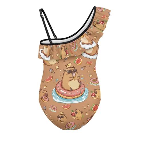 Image of Girls Swimsuit One Piece Ruffle Swimsuit Non-Slip Straps UPF 50+ for Girls Size 3-14 Years