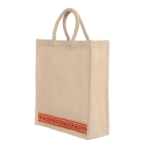 ATOTE Eco-Friendly Jute Carry Bags – Available in Sizes 14×16×5, 12×14×5, 18×15×6 Inch | Reusable Shopping Bags for Daily Use with Zipper | Durable & Lightweight (2, 14x16x5 In)