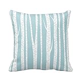 Birch Trees Blue Square Throw Pillow Case Custom Cushion Cover Cotton Polyester 18x18