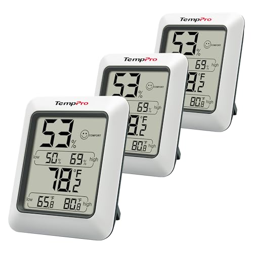 TempPro TP50 3 Pieces Digital Hygrometer Indoor Thermometer Room Thermometer